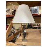 TABLE LAMP, BRUSHED NICKEL FINISH, SQUARE COLUMN