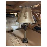 TABLE LAMP, TWISTED WOODEN COLUMN BASE, METAL