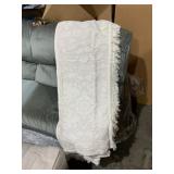 CREAM COLORED TEXTURED THROW BLANKET, FLORAL