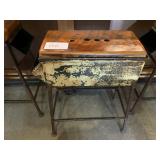 INDUSTRIAL METAL  AND  WOOD TOP, STOOL 30" H X