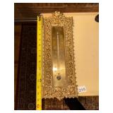 VTG BRASS THERMOMETER, ORNATE PIERCED FILIGREE