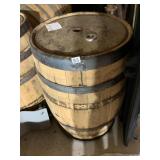 OAK WOOD BARREL, METAL HOOPS, BUNG HOLE,