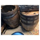 WOODEN BARRELS, METAL HOOPS, OPEN TOPS, INCLUDES