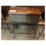 INDUSTRIAL METAL  AND  WOOD TOP, STOOL 30" H X
