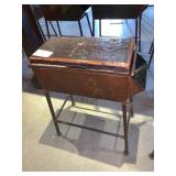 INDUSTRIAL METAL  AND  WOOD TOP, STOOL 30" H X