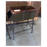 INDUSTRIAL METAL  AND  WOOD TOP, STOOL 30" H X