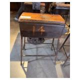 INDUSTRIAL METAL  AND  WOOD TOP, STOOL 30" H X