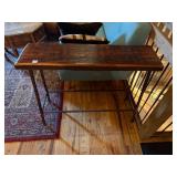 RUSTIC BENCH, RECLAIMED WOOD PLANK TOP,