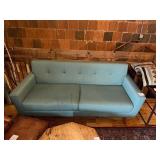 MID-CENTURY MODERN STYLE SOFA, TEAL UPHOLSTERY,