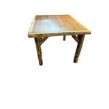 RUSTIC LOG DINING TABLE, LIVE EDGE WOOD TOP,