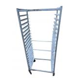 METAL BAKERY TRAY RACK, ROLLING CASTER BASE, OPEN
