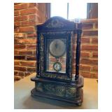 VTG STYLE QUARTZ MANTEL CLOCK, WOOD CASE, GILT