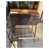 INDUSTRIAL METAL  AND  WOOD TOP, STOOL 30" H X