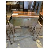 INDUSTRIAL METAL  AND  WOOD TOP, STOOL 30" H X