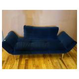MODERN BLUE VELVET TUFTED DAYBED, ADJUSTABLE