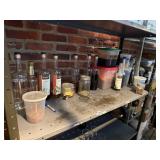 KINGFLY SPIRITS BOTTLES, ASSORTED GLASS JARS,