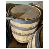 OAK WOOD BARREL, METAL HOOPS, VERTICAL