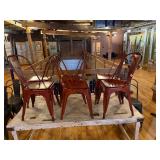 TOLIX-STYLE METAL BISTRO CHAIRS, RUST-RED FINISH,