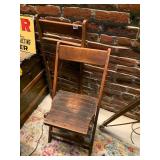 VTG WOOD FOLDING CHAIRS, SLATTED SEATS, STAINED