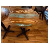 RECLAIMED WOOD BISTRO TABLE, ROUND TOP,