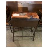 INDUSTRIAL METAL  AND  WOOD TOP, STOOL 30" H X