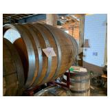 OAK WHISKEY BARREL, METAL HOOPS, WOODEN BUNG,