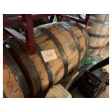 OAK WHISKEY BARREL, METAL HOOPS, WOODEN BUNG,