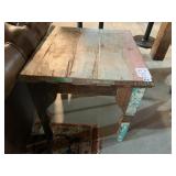 RECLAIMED WOOD SIDE TABLE, DISTRESSED MULTICOLOR
