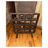 METAL GRID CANDLE HOLDER, FREESTANDING, DARK