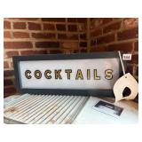 COCKTAILS ILLUMINATED SIGN, RECTANGULAR, BLACK