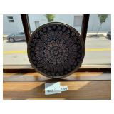 STAINED GLASS ROUNDEL, ROSE WINDOW DESIGN, METAL