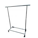 CHROME GARMENT RACK, ADJUSTABLE HEIGHT, ROLLING