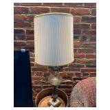 TABLE LAMP, BRASS BASE, MARBLE PLINTH, PRESSED