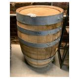 WOODEN BARREL, OAK STAVES, GALVANIZED STEEL