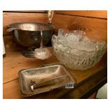 PUNCH BOWL SET, PRESSED GLASS, PUNCH CUPS,
