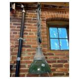 INDUSTRIAL PENDANT LIGHT, GREEN ENAMEL SHADE,