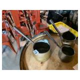 COPPER POTS W/ LONG HANDLES, RUSTIC KITCHENWARE.