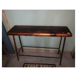 INDUSTRIAL BENCH, LIVE EDGE WOOD TOP,