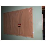 LARGE CORK BULLETIN BOARD, OAK FINISH WOOD FRAME,