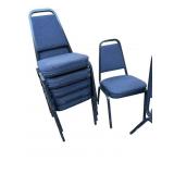 VIRCO STACKING CHAIRS, BLUE FABRIC UPHOLSTERY,