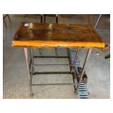 INDUSTRIAL STYLE SIDE TABLE, RECLAIMED WOOD TOP,