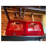 TURNER DAIRY FARMS PLASTIC MILK CRATES, RED,