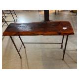 RUSTIC CONSOLE TABLE, RECLAIMED WOOD PLANK TOP,
