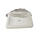 WHITE CERAMIC UNDER-MOUNT BATHROOM SINK, OVAL