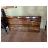 RUSTIC WOOD FOLDING TABLE, HINGED LEGS,