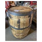 OAK WHISKEY BARREL, METAL HOOPS, WOODEN BUNG,