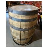 OAK WHISKEY BARREL, METAL HOOPS, WOODEN BUNG,