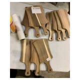 WOOD SERVING BOARDS, PADDLE FORM, NATURAL FINISH,