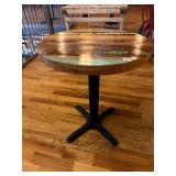 BISTRO TABLE, RECLAIMED WOOD TOP, DISTRESSED