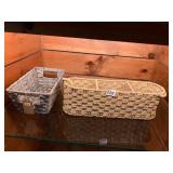WOVEN STORAGE BASKETS, ONE RECTANGULAR W/